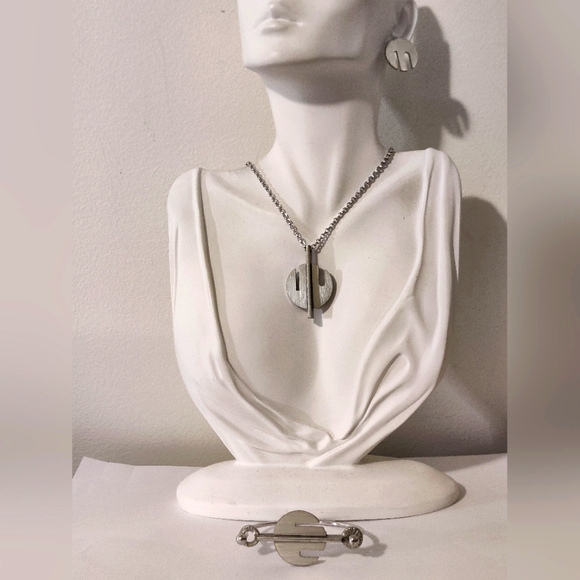 Vintage Guy Vidal Pewter Bracelet, Earrings & Necklace Set - Picture 13 of 13